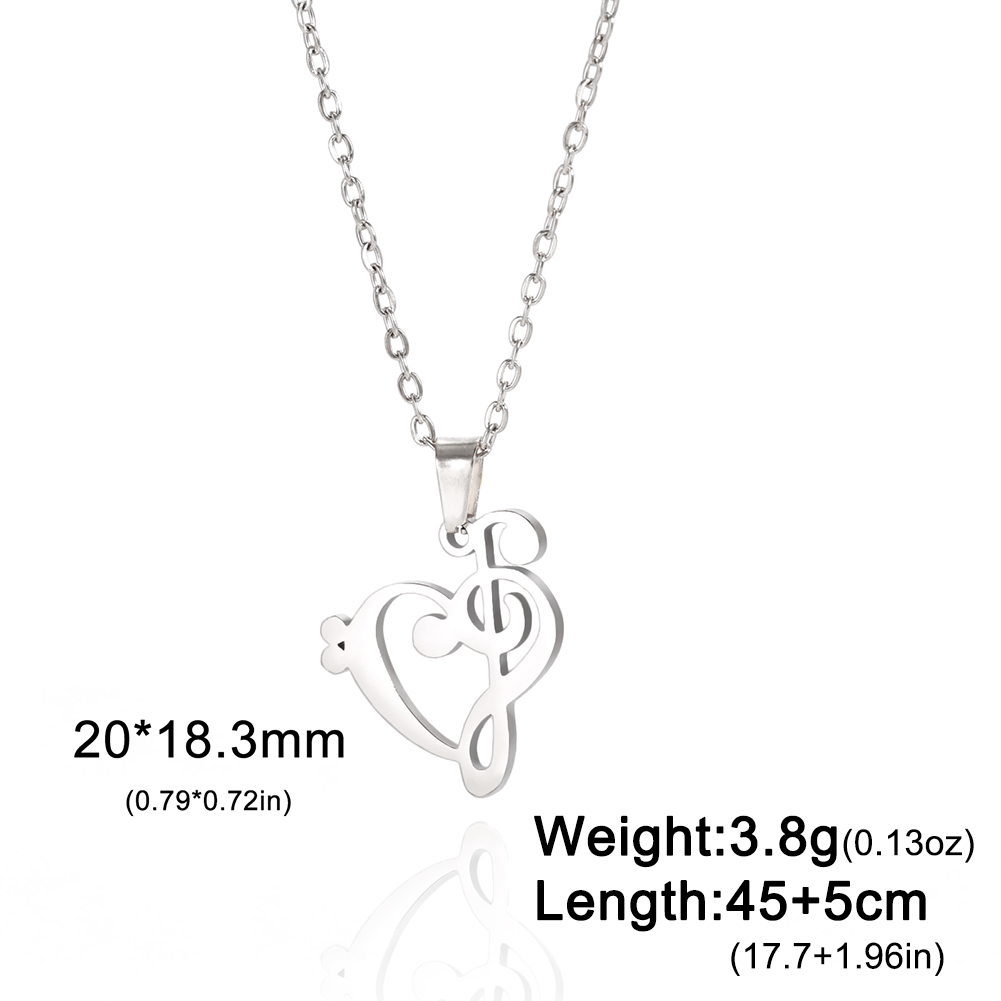 Lucktune Muzieknoot Hart Van Treble Sleutel Hanger Ketting Voor Vrouwen Rvs Liefde Muzikale Symbool Ketting Ketting Sieraden: Licht Geel Goud Kleur