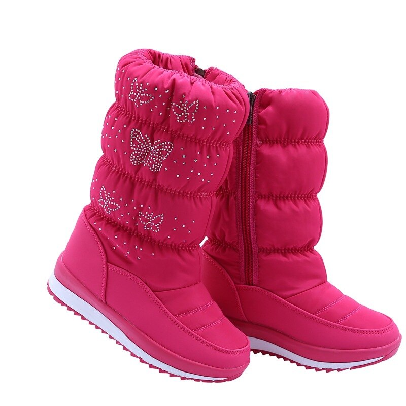 SKHEK-bottes de neige pour filles, chaussures d'hiver chaudes pour filles, en peluche, imperméables, pour étudiantes: Rouge / 32