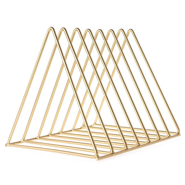 Home Office Iron Storage Rack Book Magzine Holder Multifunction Organizer Decor: Gold