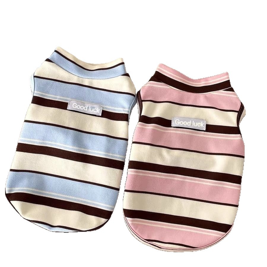 Colete Listrado Respirável para Gatos e Cães Pequenos: Roupa Refrescante para Schnauzer, Teddy e Yorkshire
