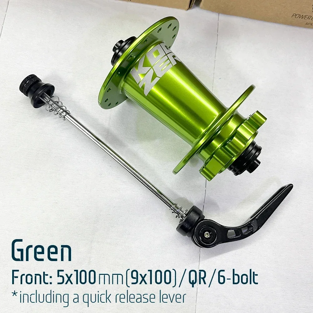 Koozer XM490pro Front MTB 5x100mm QR 9x100mm TA 15x100mm THRU 28H 32 Holes 6 Bolts Disc 2 Sealed Bearing Bike Parts Bicycle Hub: green
