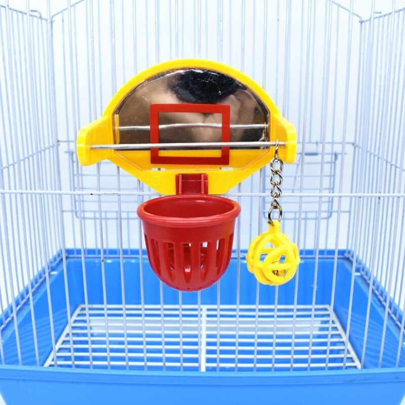 Mini basketball hoop rekvisitter sjov papegøje fugle legetøj kæledyr forsyninger parakit klokke bold tygge legetøj og mærke