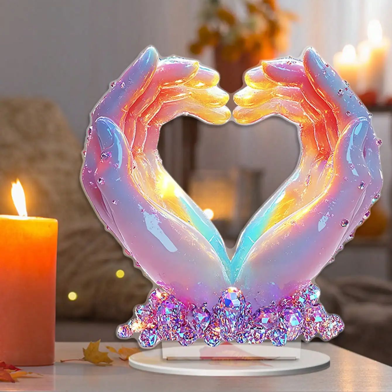 Palm ornaments, heart-shaped hand statues, love finger sculptures wedding ornaments, suitable for office home decoration.: Default Title