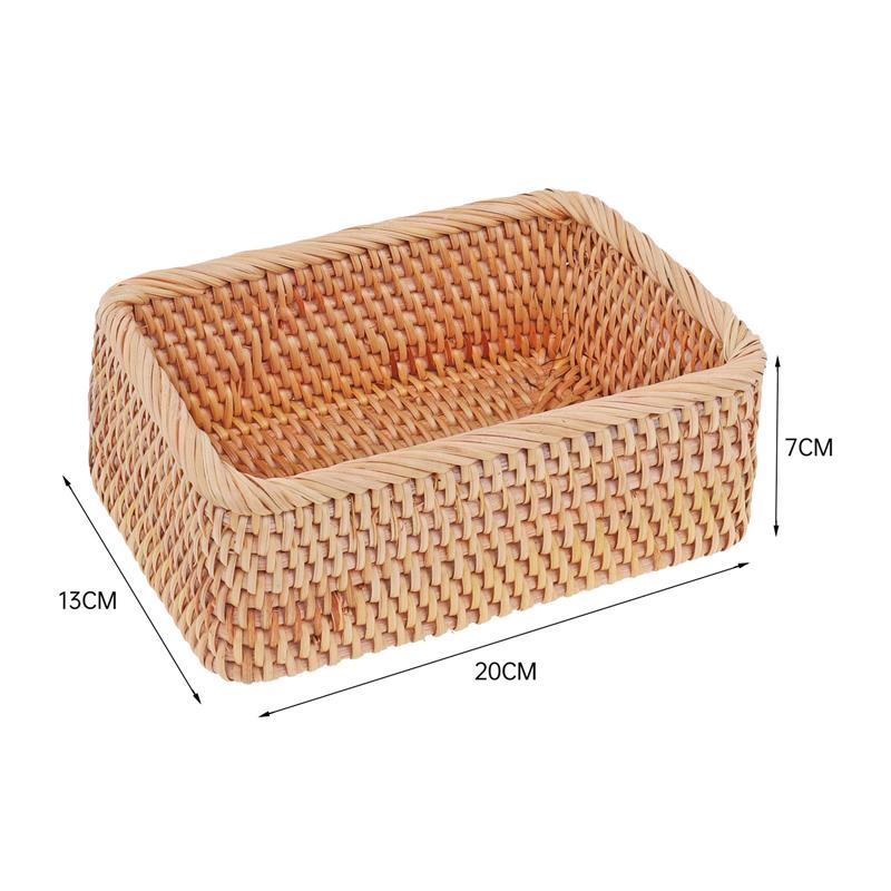Cesta de tejido de fibra vegetal, cesta de ratán redonda, rectangular, ovalada, para almacenamiento de frutas, pan, aperitivos, cocina, organizador de decoración del hogar