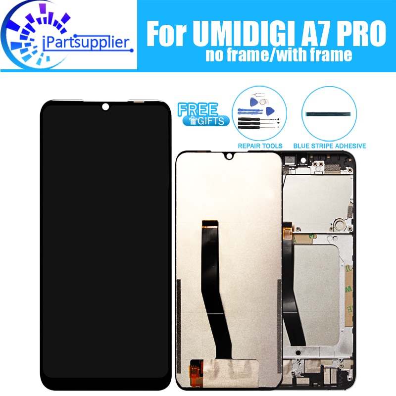 Tela lcd + digitalizador touch screen umidigi, montagem de moldura, 100% original, novo, lcd + touch screen, para ferramentas umidigi a7 pro +