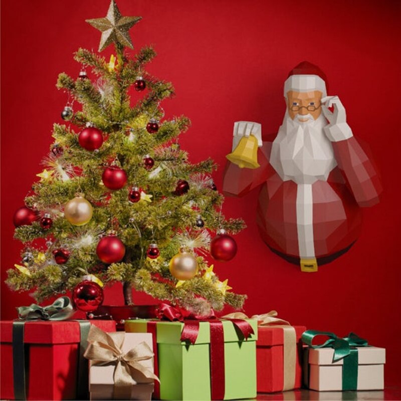 Papercraft – Sculpture 3D en papier du père noël, Sculpture en Poly bas, décoration murale de noël, jouets, , accessoires d&#39;art, DIY bricolage