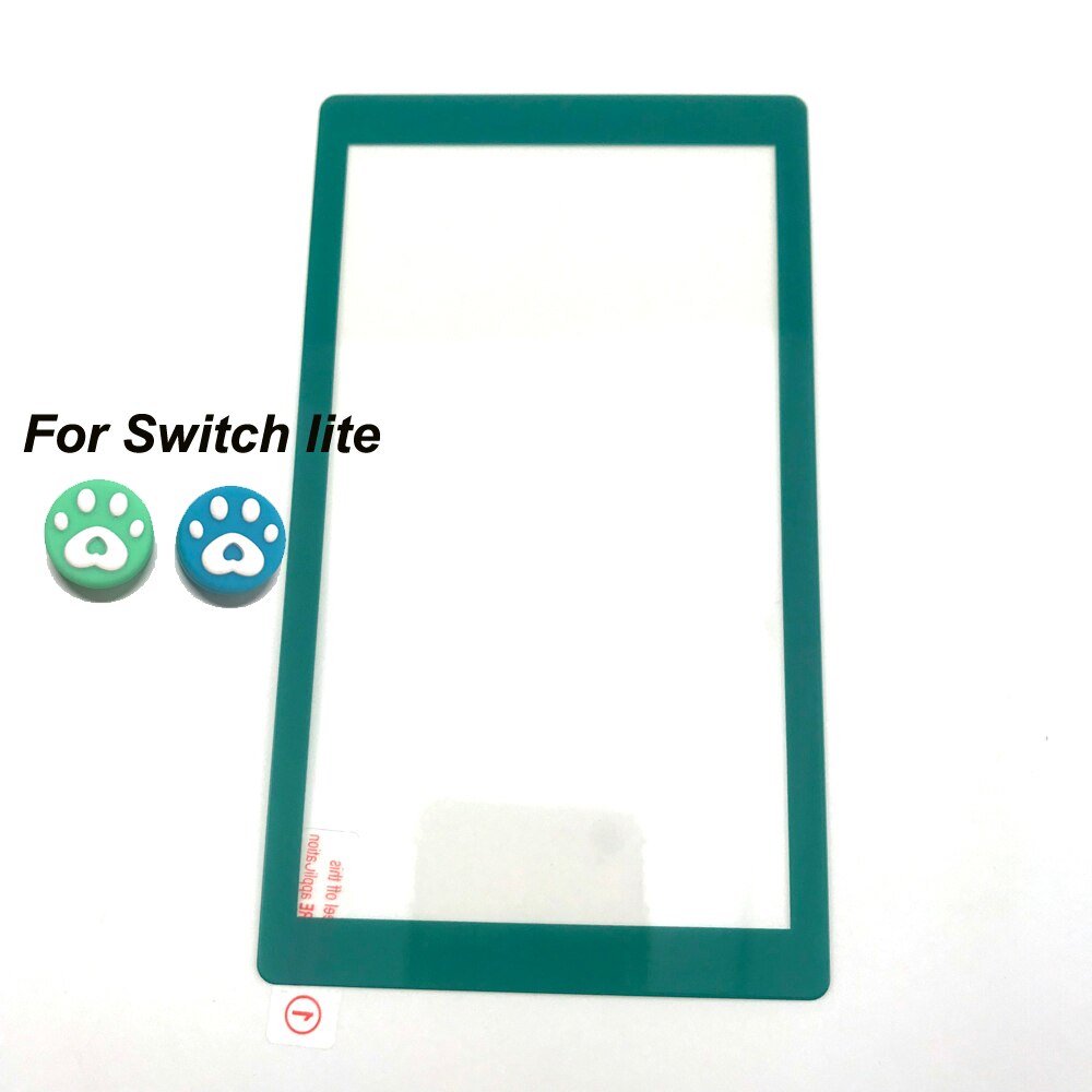 Protetor de tela de toque de vidro temperado película protetora capa completa guarda para nintendo lite ns mini nintend switch caso + thump grip: Green   Switch Lite