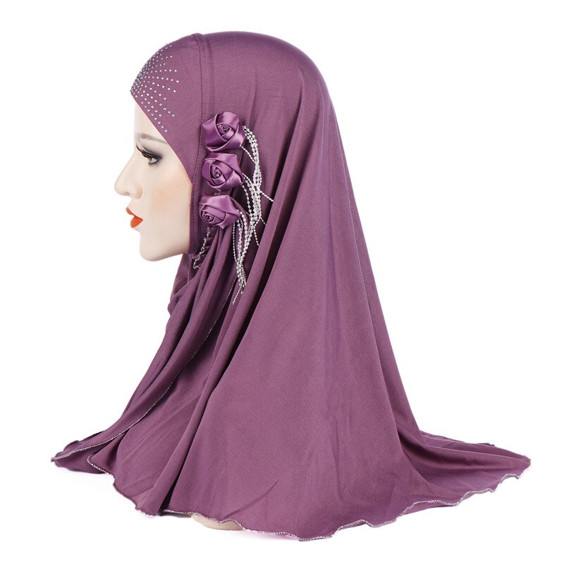 Malaysia muslim hijab tørklæde solid bomuld blomst diamant sjal kvinder tørklæde klar til at bære hijab musulman femme foulard