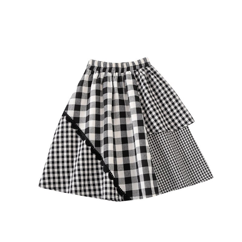 Efterår piger plaid nederdel børn bomuldsnederdele: 2t