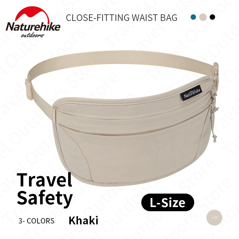 Naturehike Utomhus Anti-stöld Midjeväska - Vattentät Andningsbar Nylon Dragkedja: Khaki-L