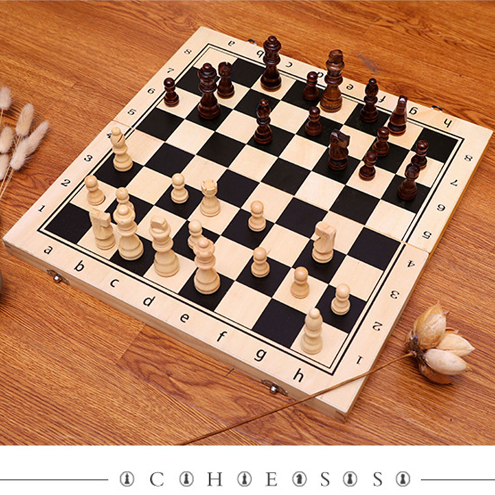 Wooden Chess Board-Handmade Chess Pieces Portable Foldable Chess Board With Felt Bottom Extra Wooden Chess Pieces