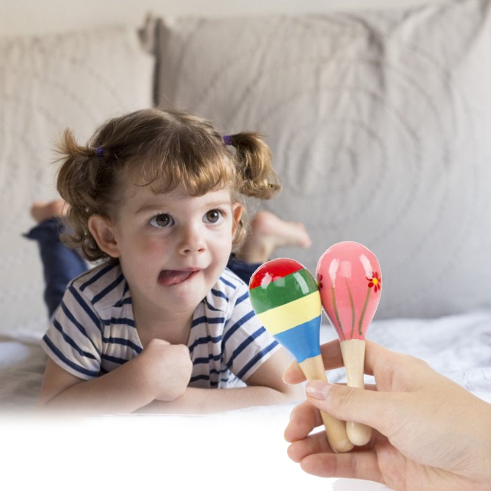 ! Kids Baby Houten Speelgoed Maracas Rumba Shakers Musical Party Rammelaars Verkoop