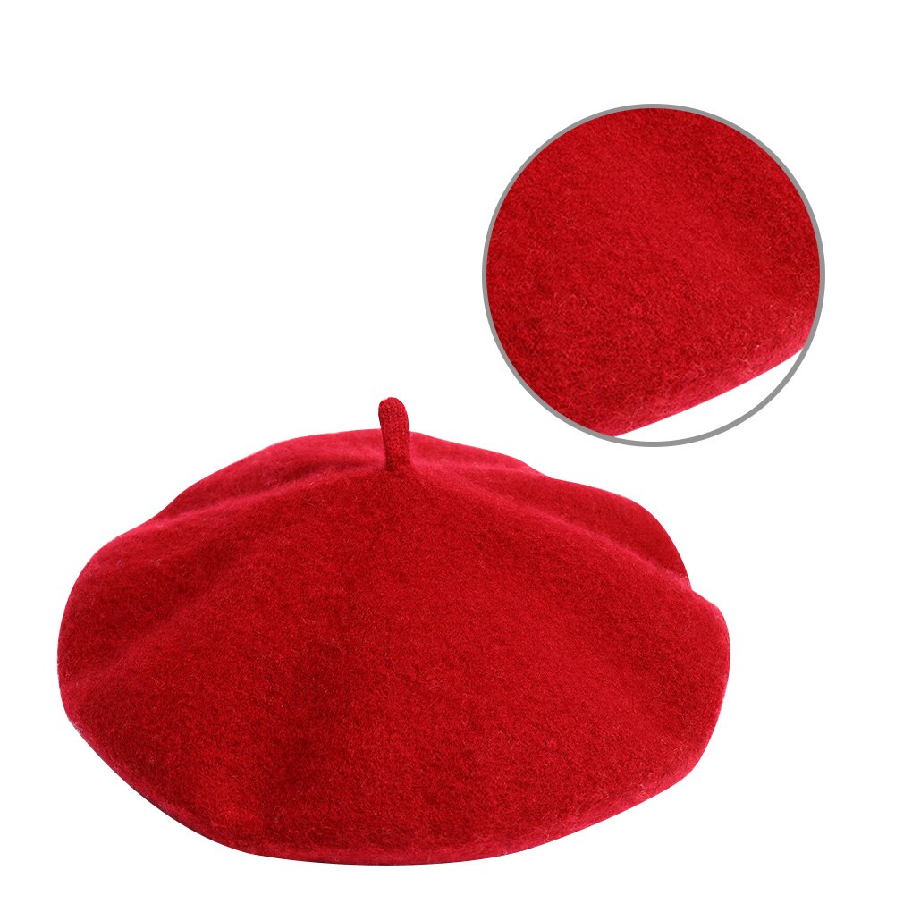 Women Girl Beret French Artist Warm Wool Winter Beanie Hat Cap Vintage Plain Beret Hats Solid Color Lady Winter Caps: D