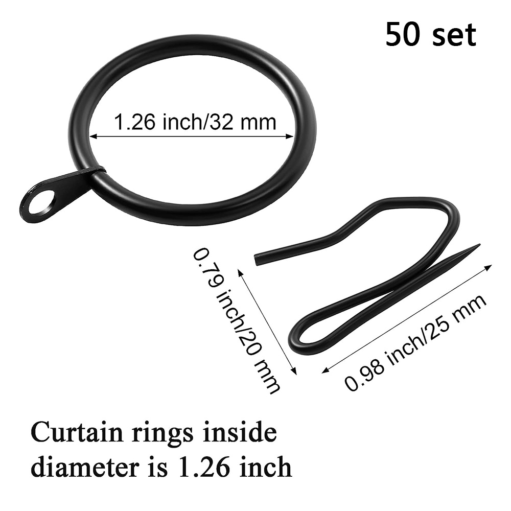 50 set gardinkrokar med veck, ringveck, metallkrokar med nypveck: Gul