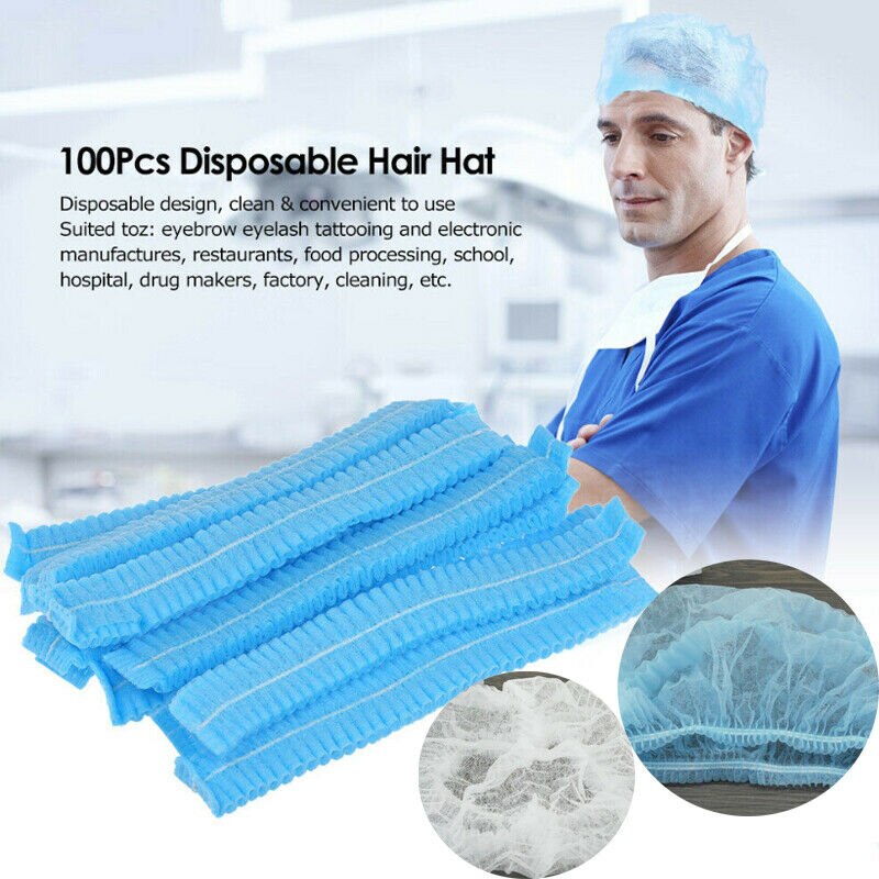 Kertakäyttöinen hiusverkko bouffant -korkki keittiöruokatyöntekijöiden kuitukankaille 100pc