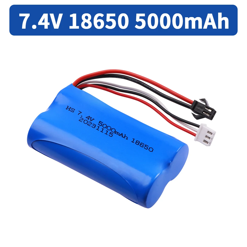 18650 Batterij 7.4V 5000mAh Lipo Batterij SM Plug voor WPL MN99S D90 U12A S033g Q1 H101 H103 Rc boten Auto Tanks Onderdelen: Rood