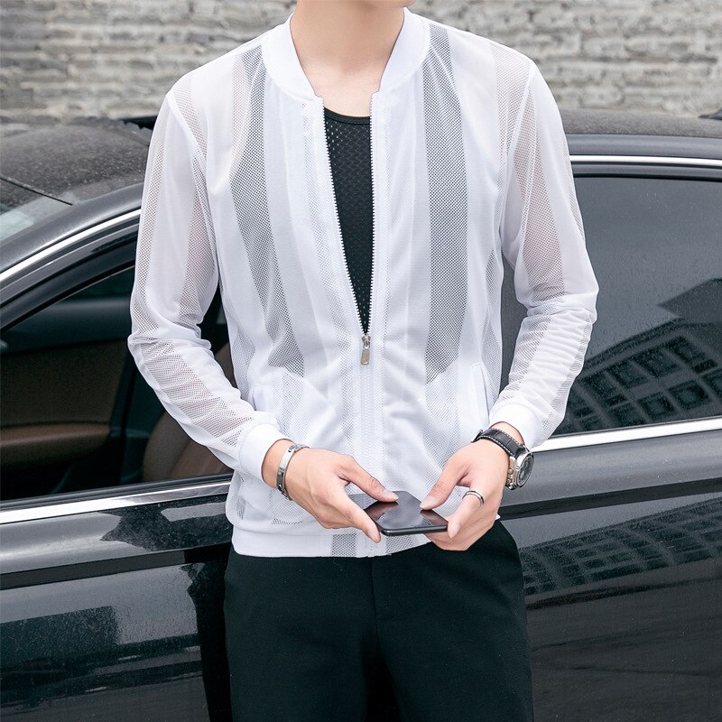 Casual Thin Zippers No Jacket Men Stone Land Net Yarn Is Prevented In Clothes Baseball Coat Of Cultivate Morality