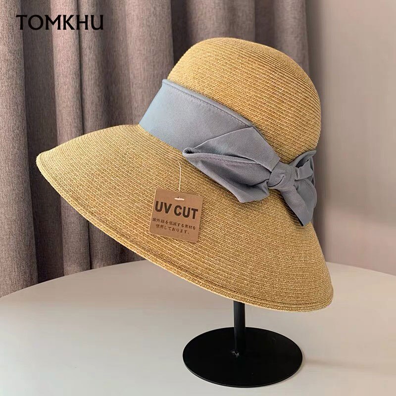 Zomer Strohoed Vrouwen Grote Wide Brim Strik Strand Zon Hoeden Opvouwbare Zonnebrandcrème Anti-Uv Panama Hoed Chapeu Feminino