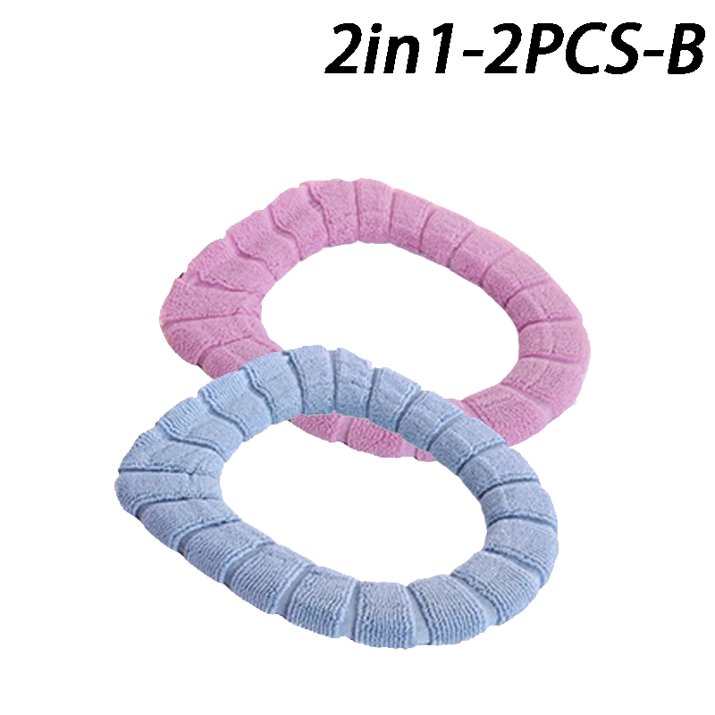 Mjukt och varmt toalettsitsskydd tvättbart badrum toalettdyna kudde med handtag tjockare mjuk matta stickning varmare closestool matta: Mång