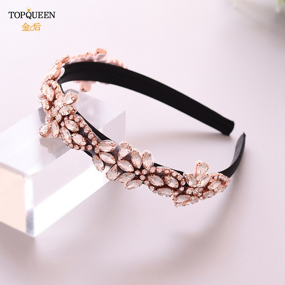 TOPQUEEN S387-FG Luxus Strass Hochzeit Stirnband Stunning Kristall Haar Schmuck Braut Haar Tiara Barock Stirnbänder Headwear: S429RG-FG