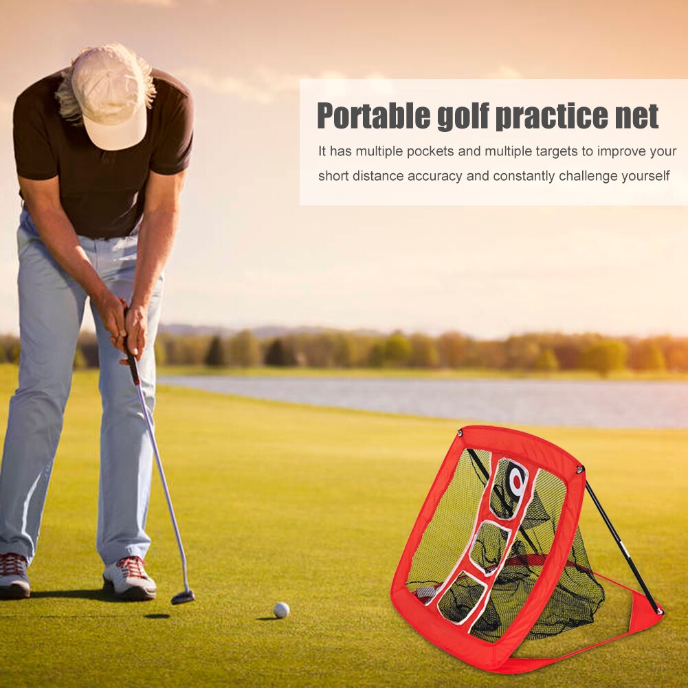 Detachable Foldable Golf Chipping Practice Net Lightweight Indoor Outdoor Garden Hitting Pitching Target Training Aids Cages Mat