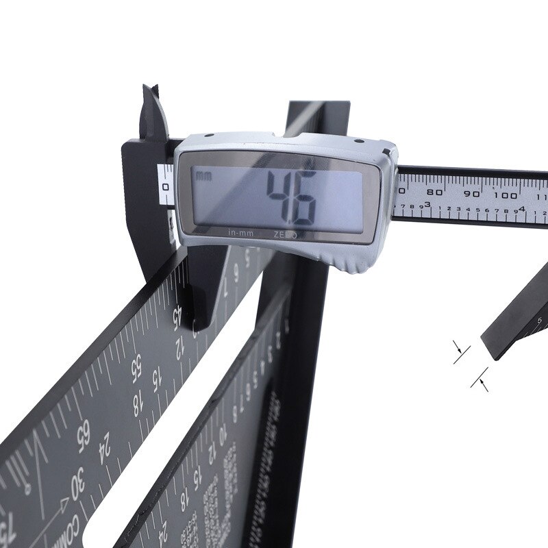 12" Triangle Angle Protractor Aluminum Alloy Woodworking Ruler Protractor Framing Carpenter Square Protractor Measuring Tools