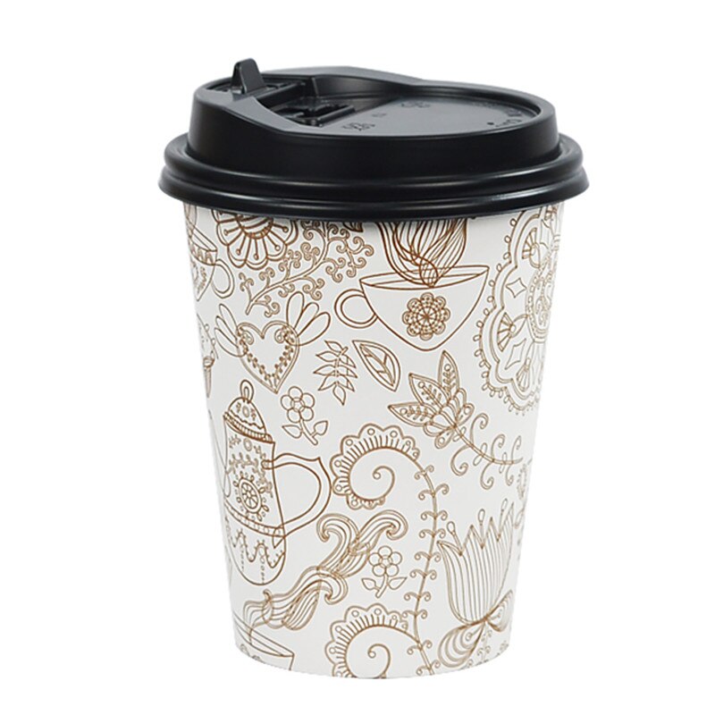 50pcs disposable coffee cup 8oz 12oz 16oz afternoon tea cold drink takeaway packaging cup with lid