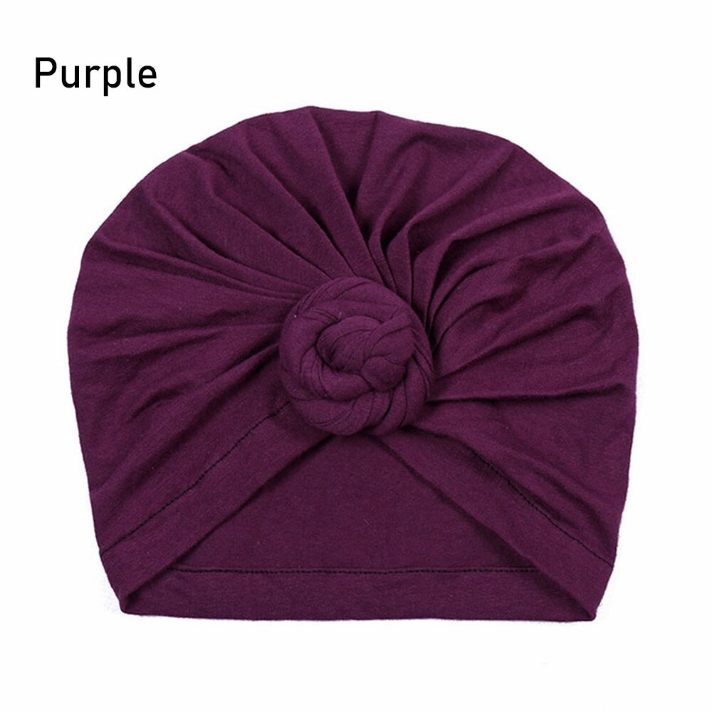 Headwrap Pre-Tied Bonnet Turban Caps for Baby Kids Chemo Hat Cotton Headscarf Baby Girl Headband Chemotherapy Cap: Purple