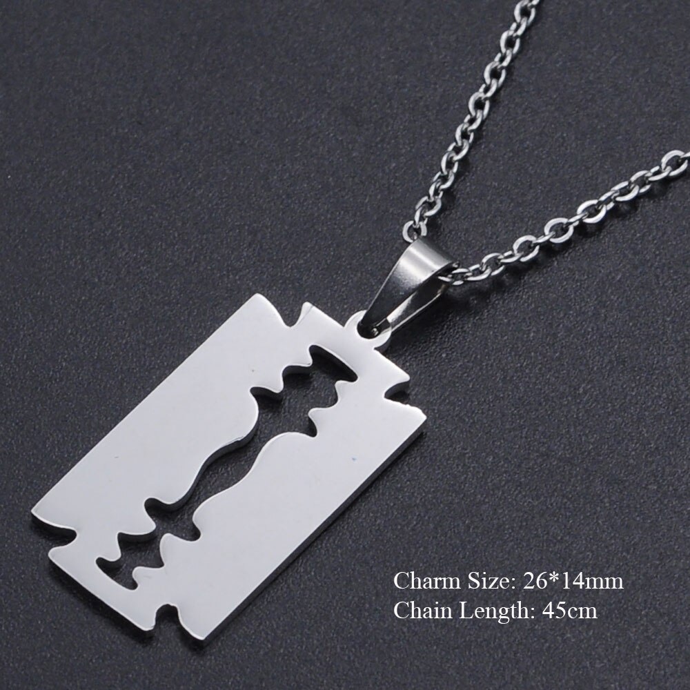 Razor Blade Stainless Steel Charm Necklace for Women Dainty Steel Necklaces Jewelry Necklaces