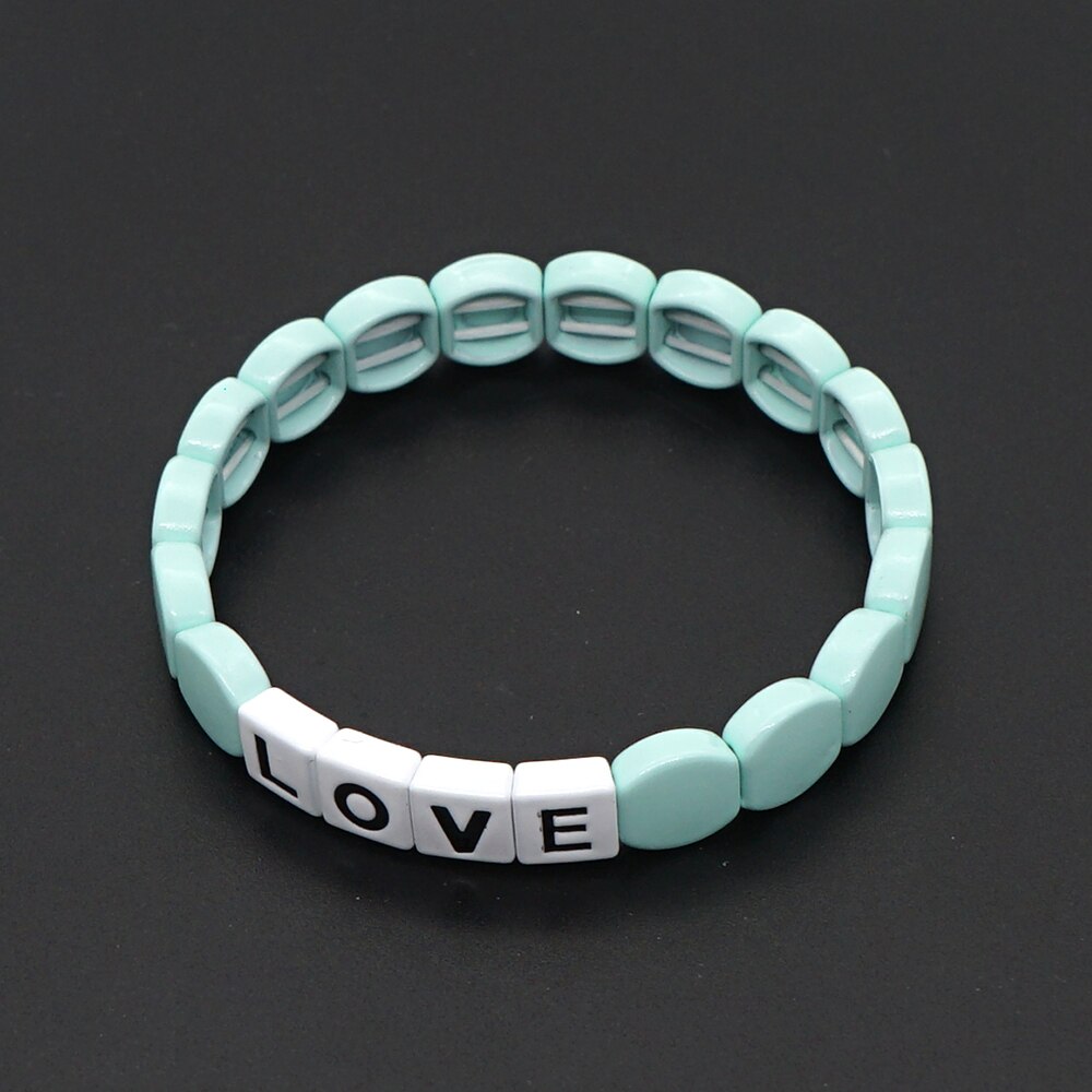 Shinus armband voor vrouwen, geëmailleerde tegelarmbanden, schattige liefdesbrief sieraden, vsco meisje, accessorios, pulsera stretch armband: Ro -b200087a