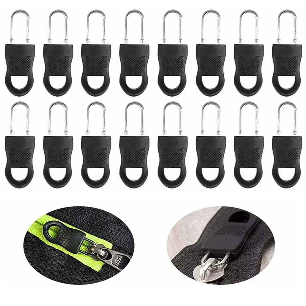 16PCS Universal Detachable Zip Zipper Puller Set Wide Waistbands Elastic Waist Zips Replacement DIY zipper Zipper Sliders