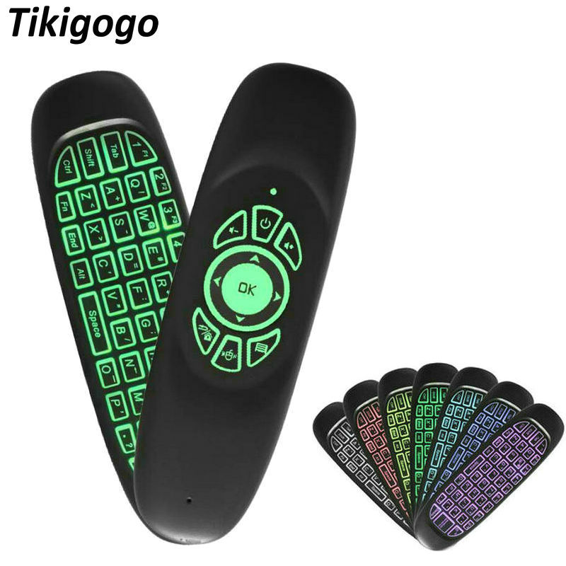 Tikigogo C120 Backlight 2.4G Wireless Air Mouse mini Toetsenbord voor Android Smart TV Box Windows computer pc afstandsbediening