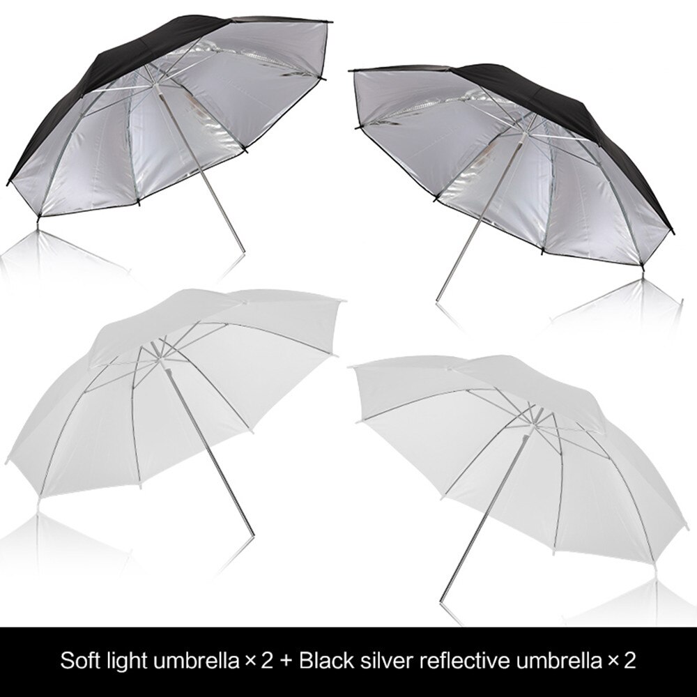 Ombrello riflettente Photo Studio Set 33 &#39;84 cm argento bianco ombrello a luce soffusa + doppio uso 4 pezzi accessori fotografici