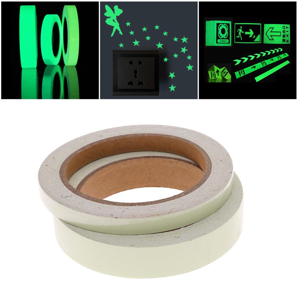 Cinta adhesiva fluorescente para decoración del hogar, cinta luminosa de seguridad que brilla en la oscuridad, 10M, 1cm, 2cm