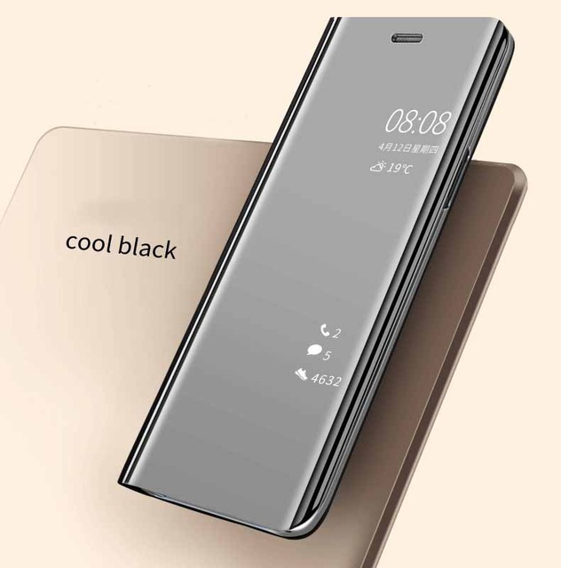 Flip Leather telefon Cover For Huawei p20 p20pro p20lite Smart Mirror Mobile phone Case phone holder stand accessory bag: For Huawei p20 Lite / Black
