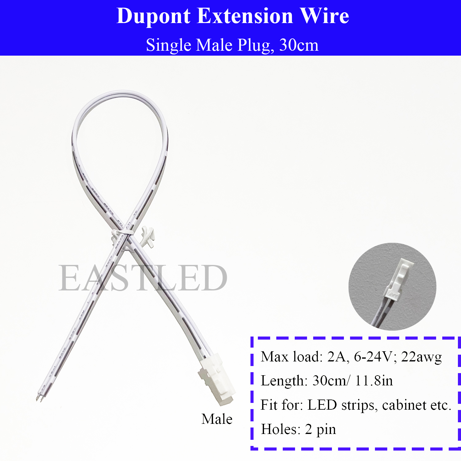 Cable de extensión de luz para armario de cocina, Cable Dupont de 14cm, 30cm y 60cm, enchufe macho a hembra de 2 pines, conectores de luz LED, línea de doble extremo: Naranja