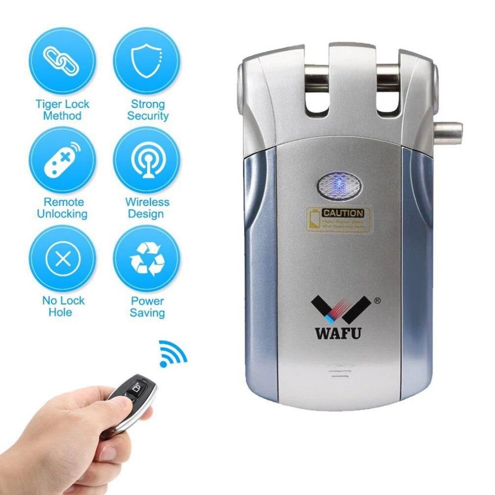 Wafu WF-018 Wireless Electric Door Lock Smart Keyless Security Door Lock with 4 Remote Controllers Deadbolt Easy Installing