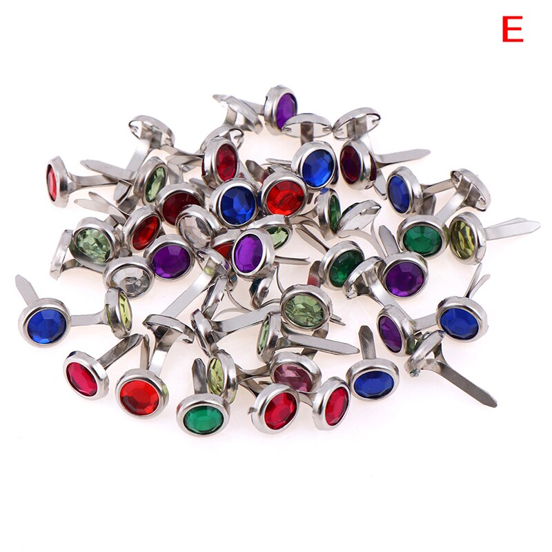 50/100 pièces fer bricolage rond en métal Mini Brads pour Scrapbooking accessoires embellissement attache artisanat fait main: E 50PCS