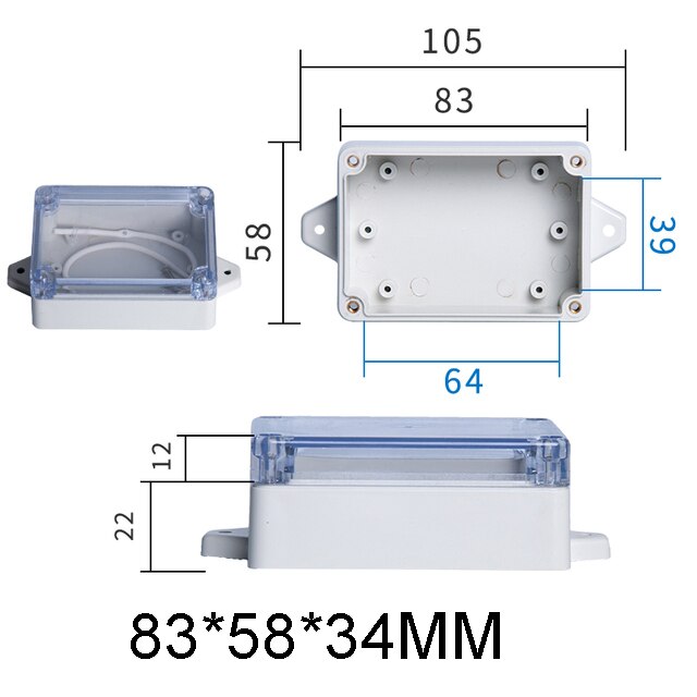 IP65 Plastic Transparent Box Waterproof ABS Visible Wire Junction Box Enclosures For Electronics Outdoor Instrument Project Box: 83x58x34mm