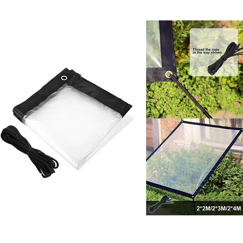 Lona transparente impermeable con ojales y correas de lona