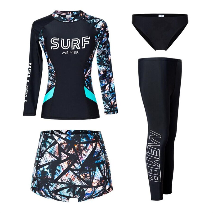 Modest burkini muslim swimwear womens full body swimsuit 4 Pieces islamic beachwear long sleeve bathing suit female