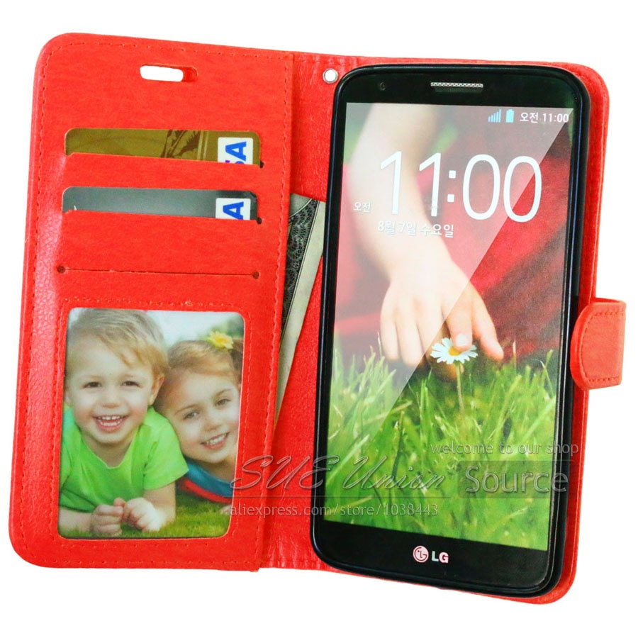 Flip Leather Case for LG G2 Optimus D801 F320 D802 VS980 F340L LS980 LS980S Wallet Stand With Card Holder Cover Fundas Coque