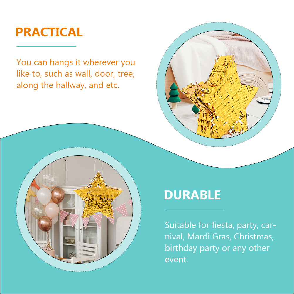 Fiesta Golden Star Shaped Pinata Traditional Mexican Themed Pinata Pendant