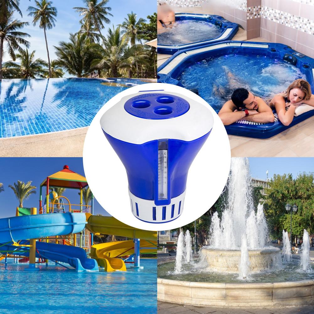 Pool Chlorine Floater 7 Inch Pool Chlorine Tablet Floater Chlorine Dispenser Floating Chlorinator With Built-in Thermometer