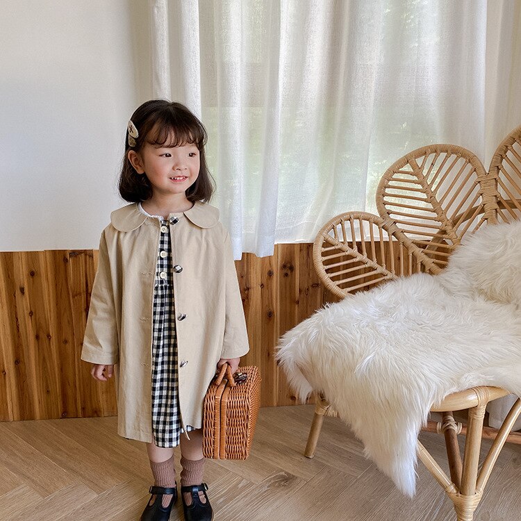 Baby piger koreanske frakker efterår børn mellemlang revers frakke: 12m
