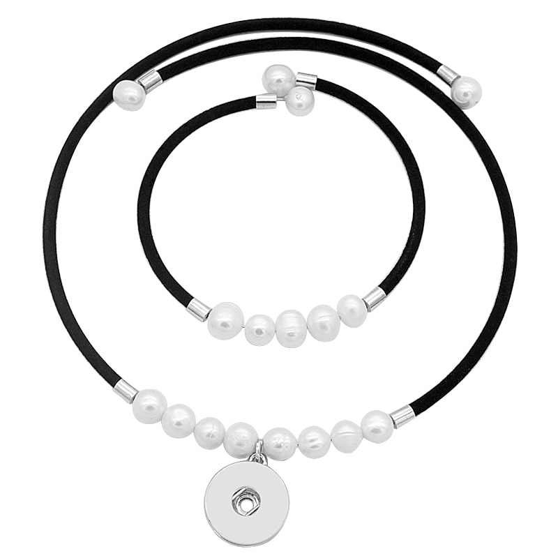 Nova colar e pulseira de pérola de água doce dj0150, colar preto e veludo com 50cm, personalizável para joalheria