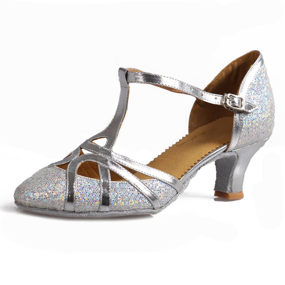 Glitter Goud Dansschoenen Moderne Dans Schoenen Voor Dames Vrouwen Meisjes 5Cm/7Cm Hoge Hak: Silver 5CM / 8