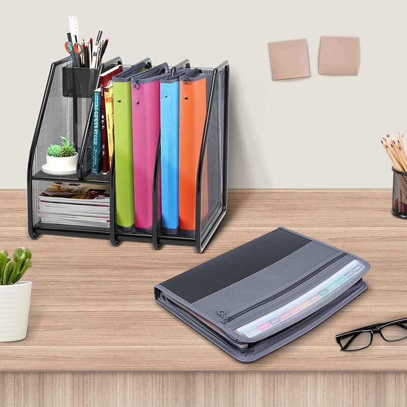 13 Pocket File Folder Storage Rack,File Box Storage Bag,with Zipper, Suitable for A4 Paper, Banknotes,Document Receipt