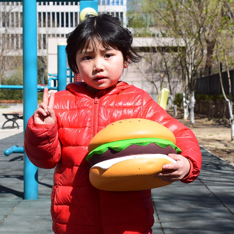 Squishies Toys Cheese Burger Jumbo Hamburger Slow Rising Decor Slow Rising Squeeze Healing Cute Fun Relief Straps