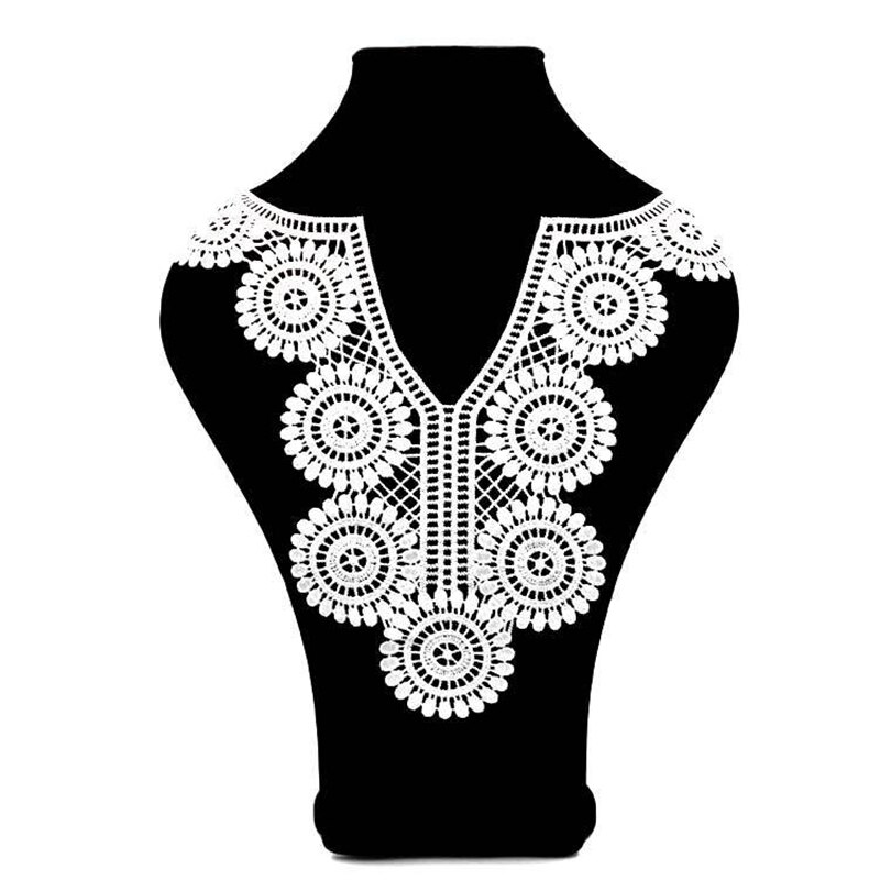 Tela de encaje de guipur para costura de ropa, apliques de cuello de mariposa, bordado, color negro: B4
